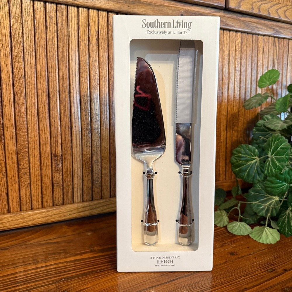 Southern Living Leigh Dessert Set 2pc Silver NEW 18/10 Stainless Steel Dillard's